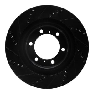 Lexus GX460 Brake Rotor (1) - Front Right - R1 Concepts - Drilled & Slotted - Black - `10-`24